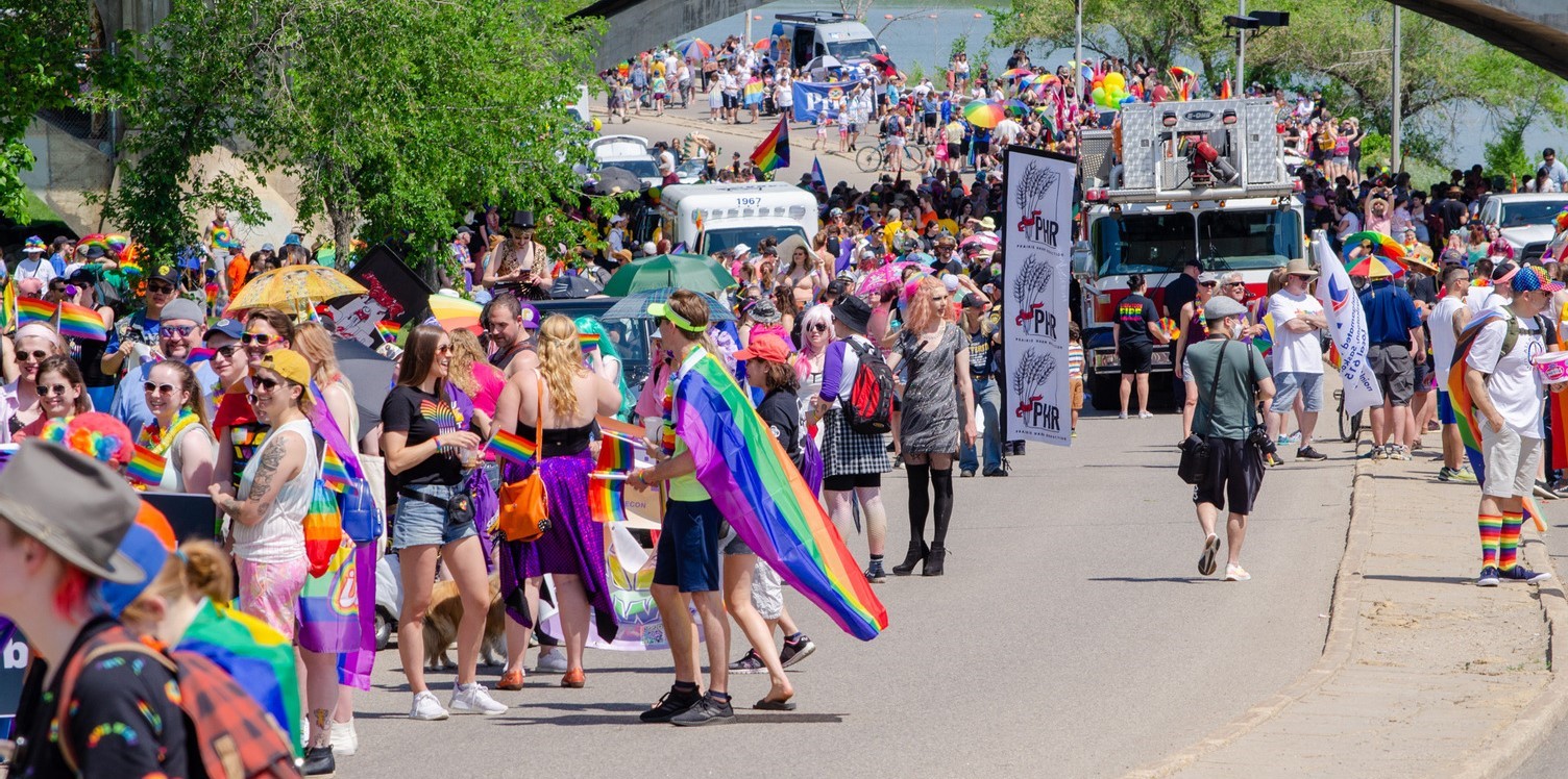 City of Saskatoon employees participating in the annual Pride Parade.